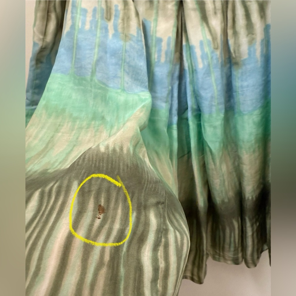 Bandolino Silk Green and Blue A-Line Pleated Skirt - Picture 10 of 11